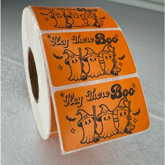Hey Boo orange Sticker, Ghost Sticker, Halloween Sticker packaging stickers new - Picture 9 of 11
